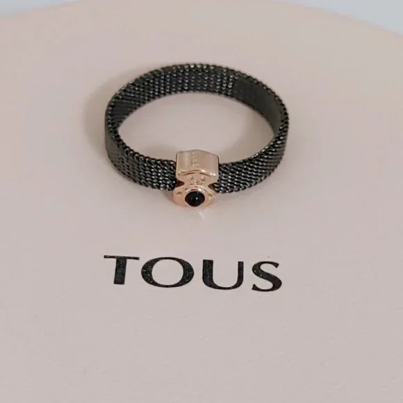 Vermeil Tous Sisy TOUS Fine Black IP Steel Rose Silver Vermeil